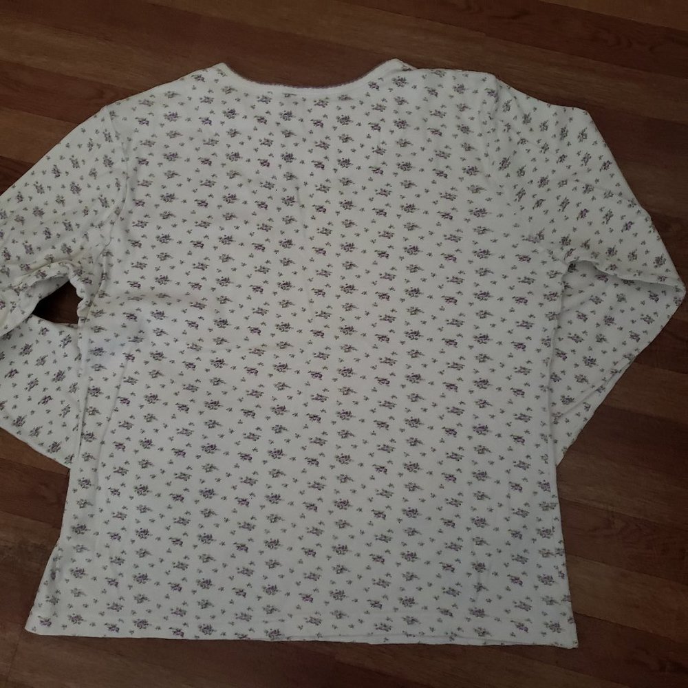 white with purple flowers long sleeve top